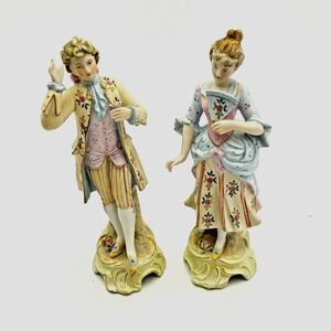 Vintage Arnart Porcelain Bisque Victorian Couple Courting Woman Artsy Pastel7211